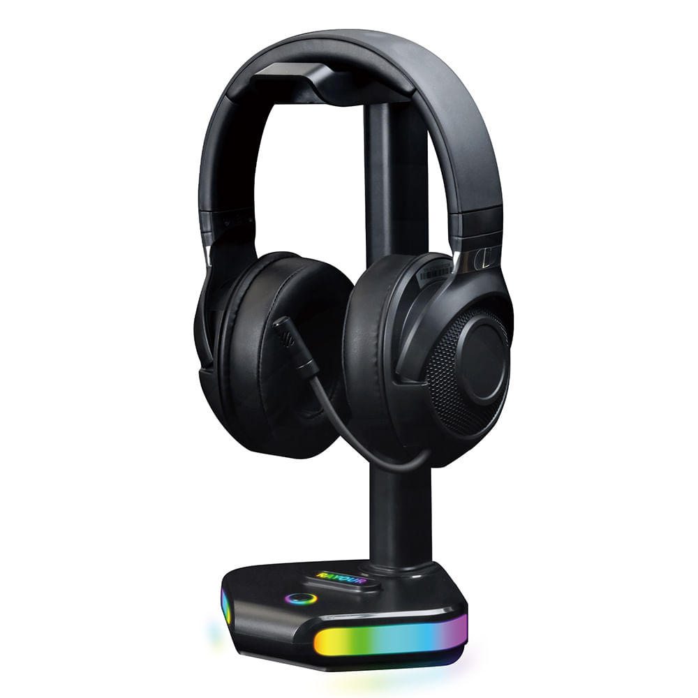 Imagen 2 del producto Soporte para audífono gamer Coolbox T4G Hercules HZ-15 iluminación RGB, puerto USB Tipo-c (in) y Puertos USB para conexión