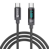 Cable Tipo-C A Tipo-C, 1m, 100W, Trenzado, Pantalla Led, Negro