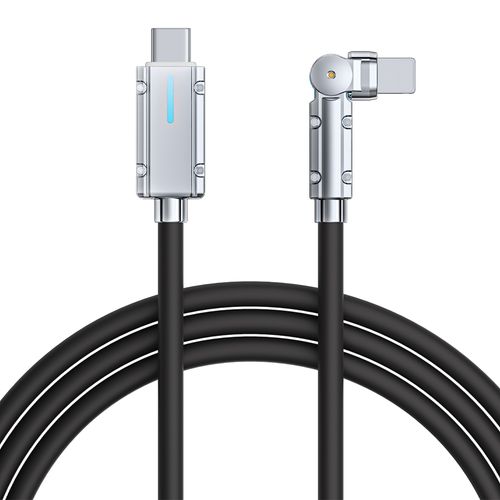 Cable Lightning A Tipo-C, 1m, 27W, Silicona, Negro