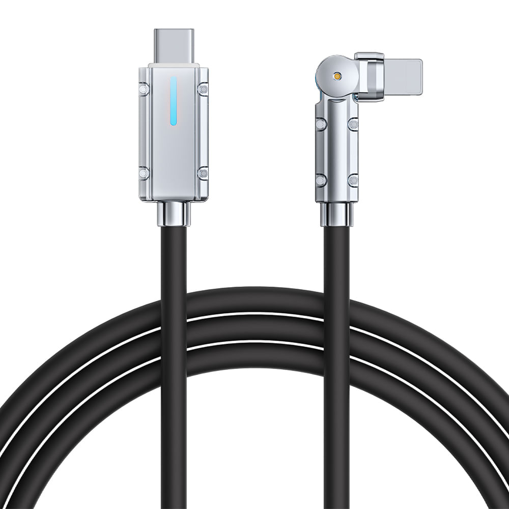 Cable Lightning A Tipo-C, 1m, 27W, Silicona, Negro