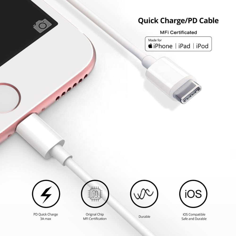 Imagen 2 del producto Cable Lightning A Tipo-C, 2m, 27W, Mfi, Tpe, Blanco