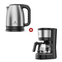 Combo Electrolux: Hervidor eléctrico EEK10 1800W, capacidad 1.8 litros, acero inoxidable + Cafetera automática ECM10 800W, 600 ml, acero