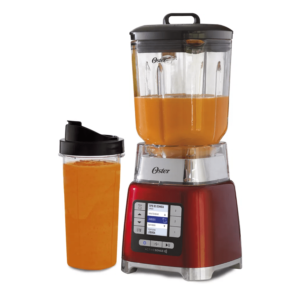 Licuadora Oster ActiveSense con Blend N Go BLSTTDGRBG 1500W, capacidad 2 litros y 700ml, rojo