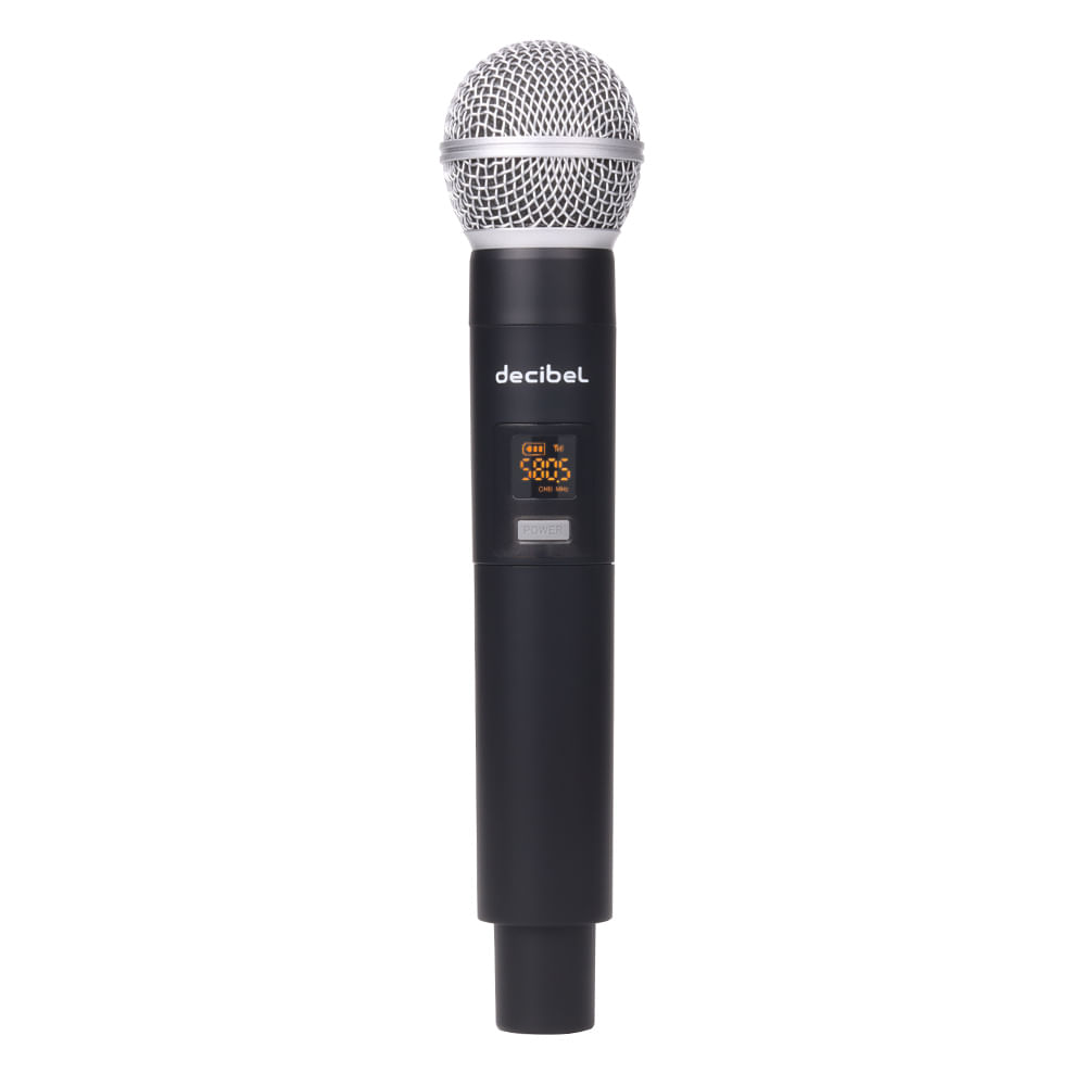 Imagen 2 del producto Micrófono inalámbrico Decibel FS-2023D frecuencia UHF, receptor base, pantalla LED, X2 mic