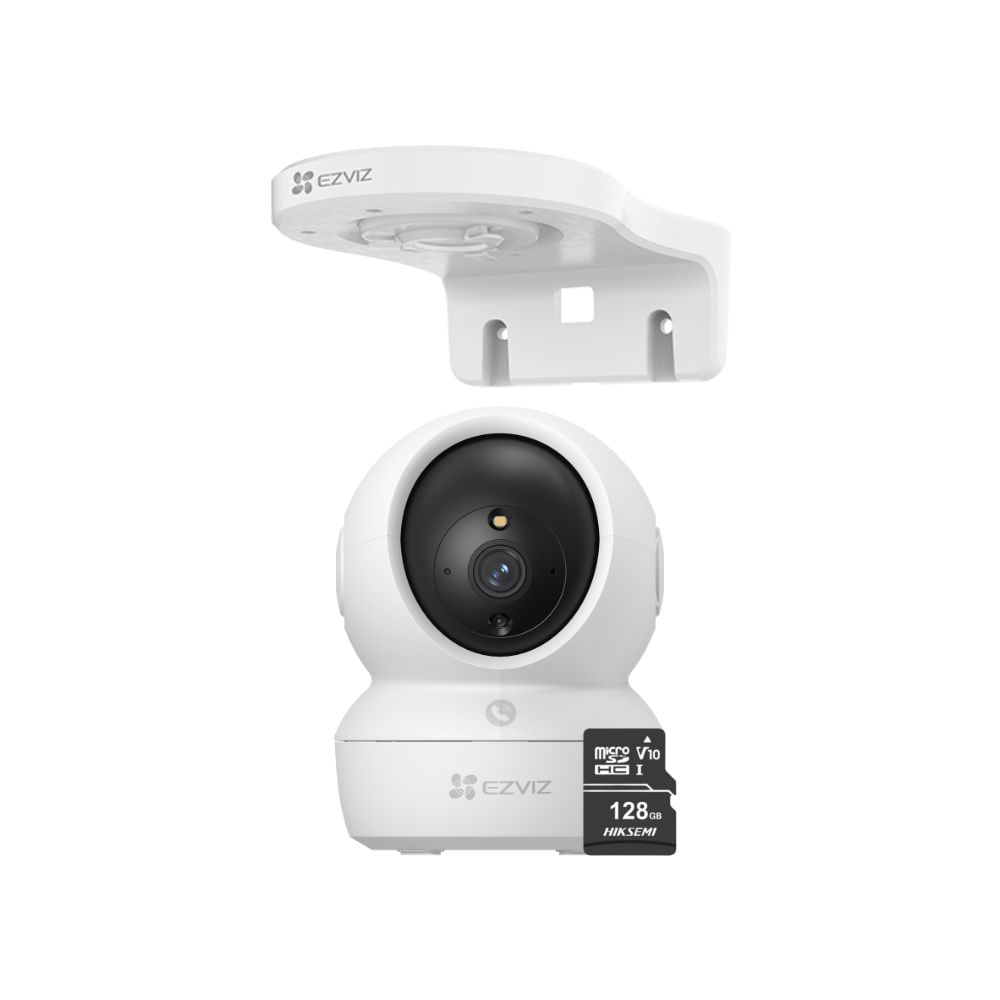 Cámara de seguridad Ezviz H6C Full HD + Soporte de montaje en pared + Micro SD 128gb - Blanco