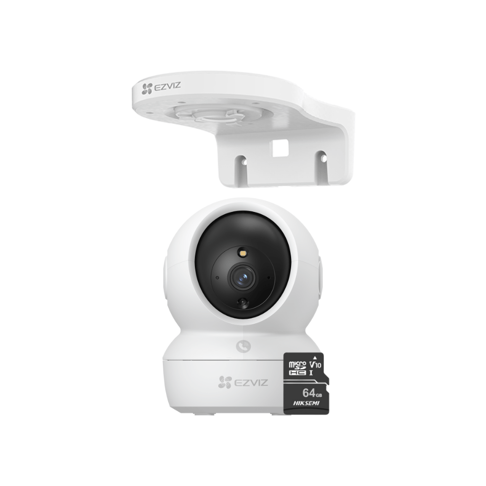 Imagen 1 del producto Cámara de seguridad Ezviz H6C Full HD + Soporte de montaje en pared + Micro SD 64gb - Blanco
