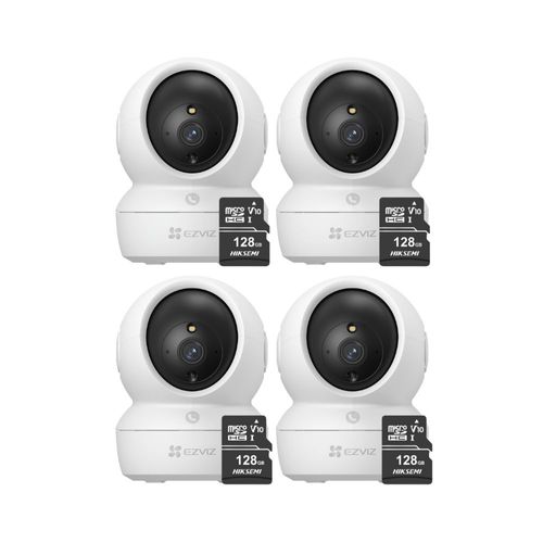 Kit de 4 Cámaras De Seguridad Ezviz H6C Full HD + Micro SD 128gb - Blanco