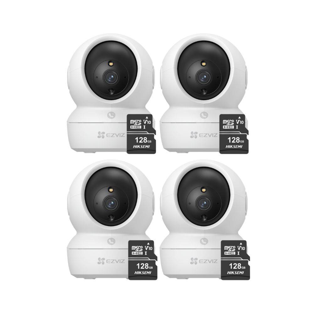 Kit de 4 Cámaras De Seguridad Ezviz H6C Full HD + Micro SD 128gb - Blanco