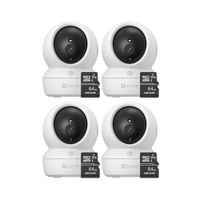 Kit de 4 cámaras de seguridad Ezviz H6C Full HD 2MP, 360° cobertura, detección humana y Micro SD 64GB