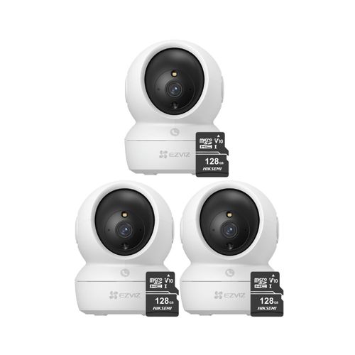 Kit de 3 Cámaras De Seguridad Ezviz H6C Full HD + Micro SD 128gb - Blanco