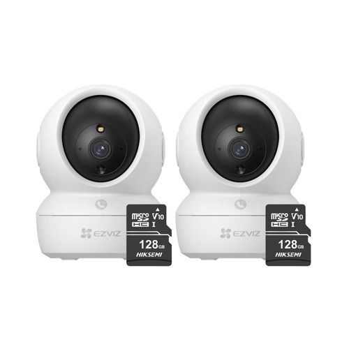 Kit de Cámara De Seguridad Ezviz H6C Full HD + Micro SD 128gb Blanco