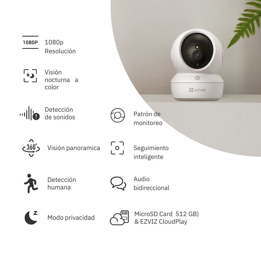 Imagen 2 del producto Kit de Cámara De Seguridad Ezviz H6C Full HD + Micro SD 128gb Blanco