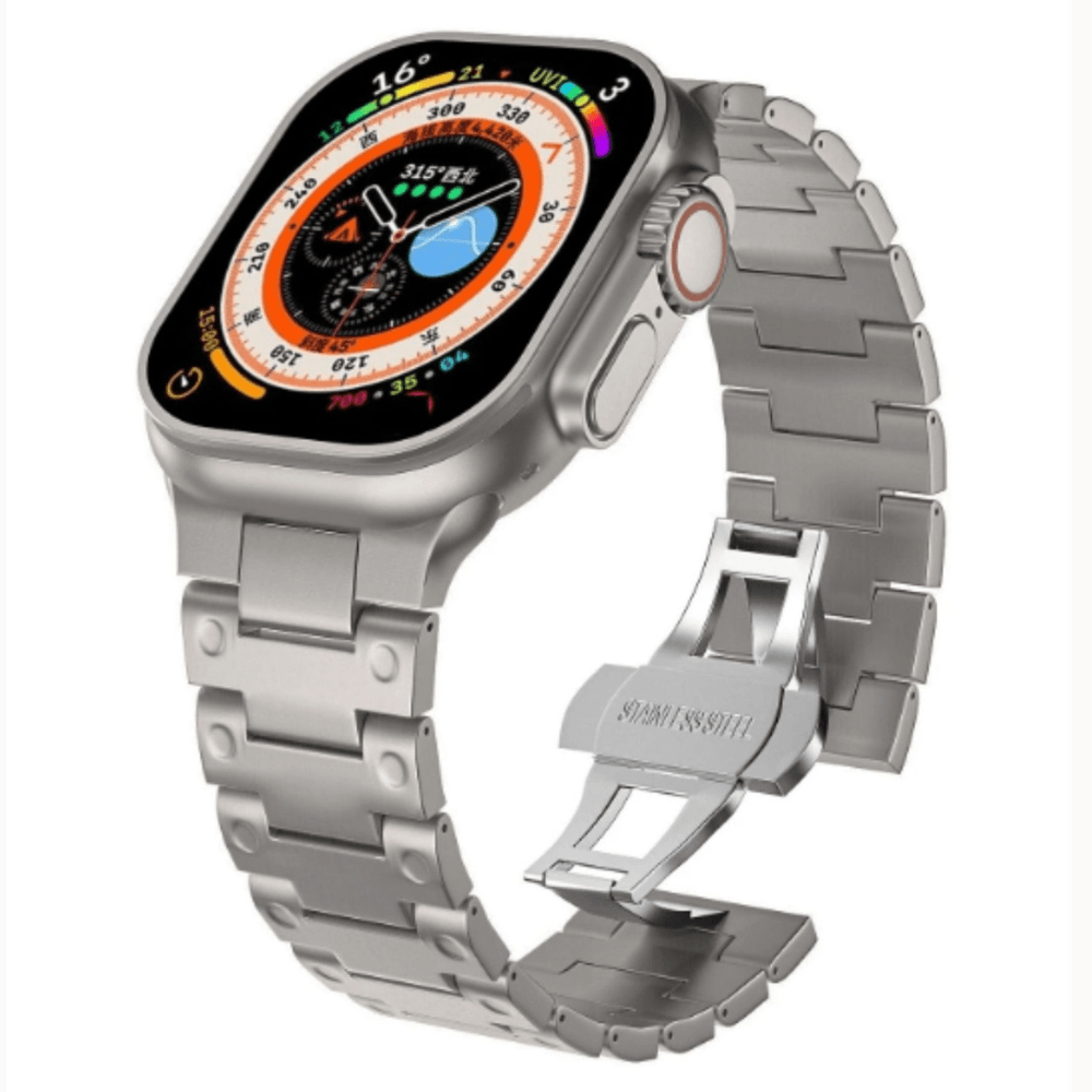 Correa De Titanio Para Apple Watch Double Point Gris 42-44-45-49mm