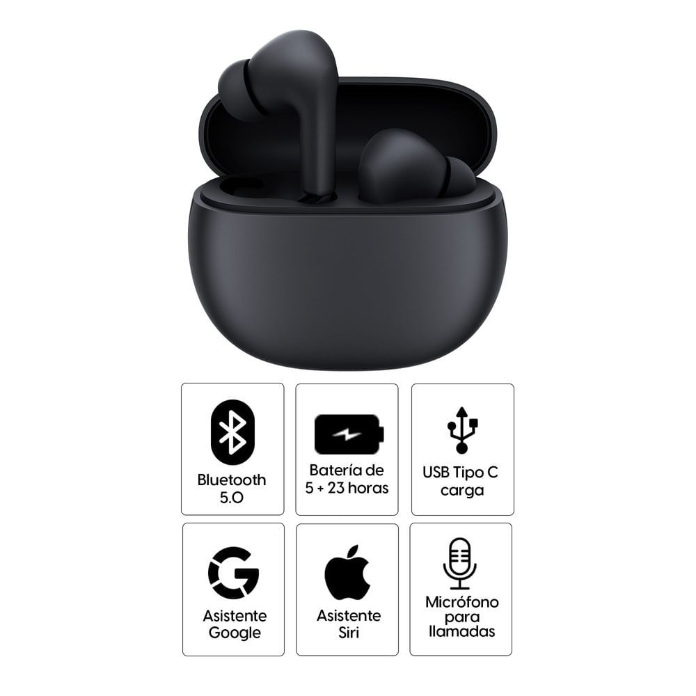 Imagen 2 del producto Audífonos bluetooth True Wireless Xiaomi Redmi Buds 4 Active duración máx. 5 horas, control de música y llamadas, negro (reempacado)