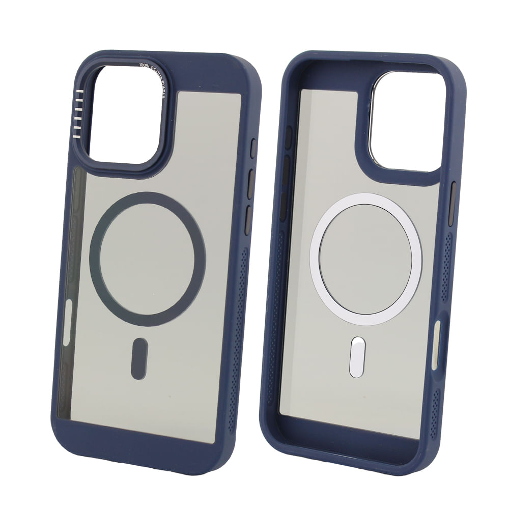 Case para iPhone 16 Pro Max con MagSafe para carga inalámbrica, rígido, mate traslúcido azul