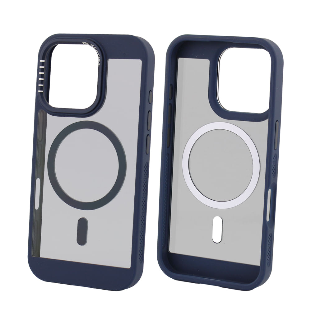 Case para iPhone 16 Pro con MagSafe para carga inalámbrica, rígido, mate traslúcido azul