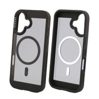 Case para iPhone 16 con MagSafe para carga inalámbrica, rígido, mate traslúcido negro