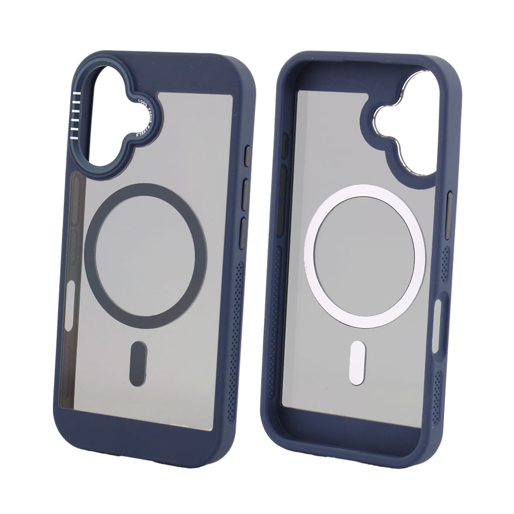 Case para iPhone 16 con MagSafe para carga inalámbrica, rígido, mate traslúcido azul