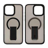 Case para iPhone 16 Pro Max con Magsafe para carga inalámbrica con soporte, rígido, mate traslúcido negro