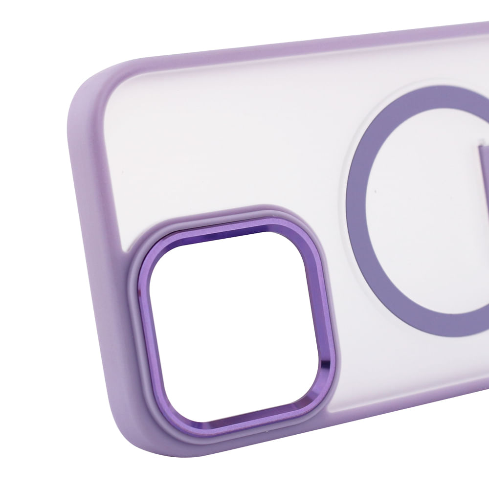 Imagen 2 del producto Case para iPhone 16 Pro Max con Magsafe para carga inalámbrica con soporte, rígido, mate traslúcido morado