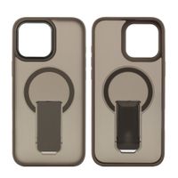 Case para iPhone 16 Pro Max con Magsafe para carga inalámbrica con soporte, rígido, mate traslúcido gris