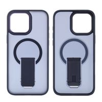 Case para iPhone 16 Pro Max con soporte, para accesorios magnéticos, rígido, mate traslúcido azul