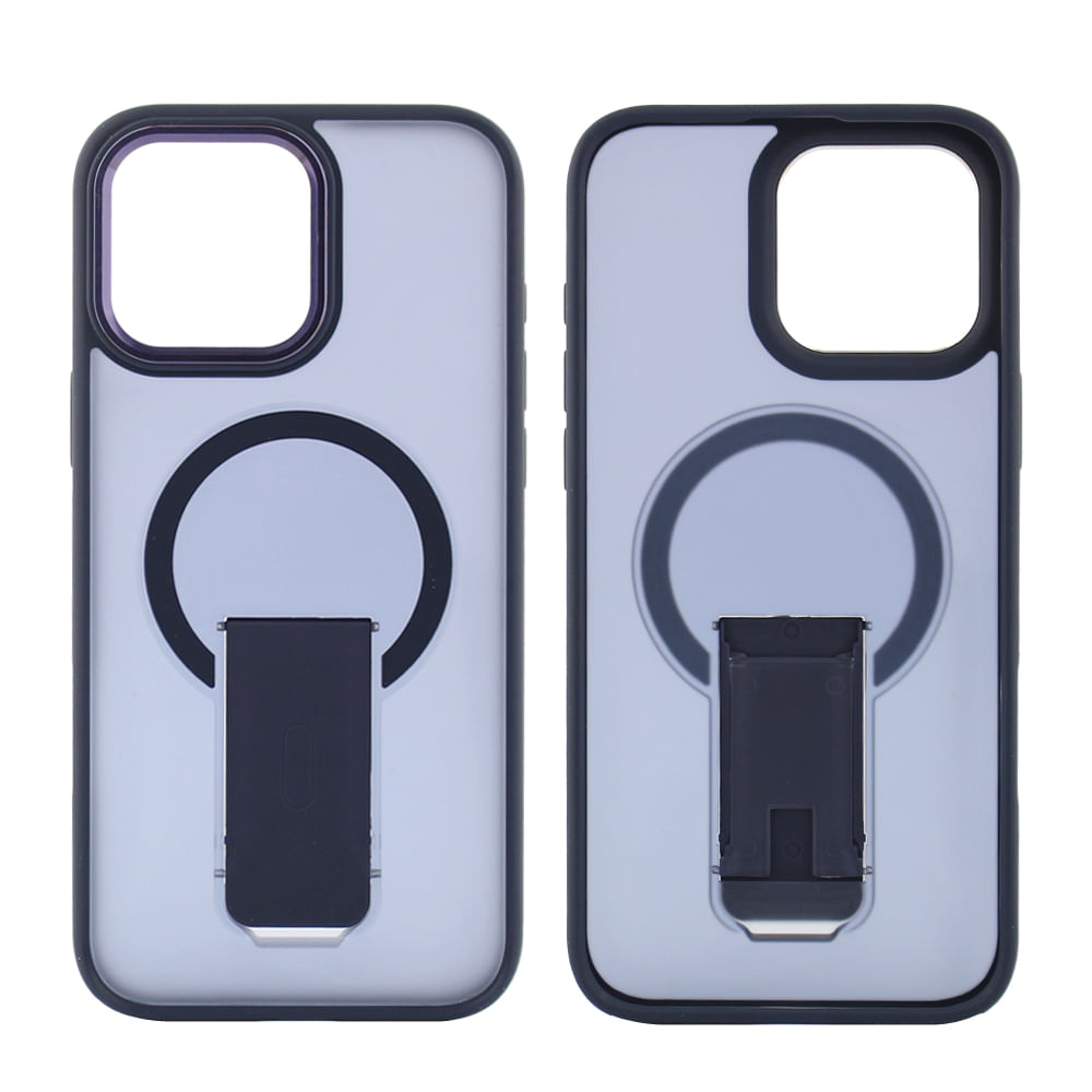 Case para iPhone 16 Pro Max con soporte, para accesorios magnéticos, rígido, mate traslúcido azul