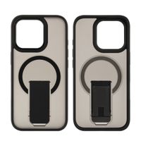 Case para iPhone 16 Pro con Magsafe para carga inalámbrica con soporte, rígido, mate traslúcido negro