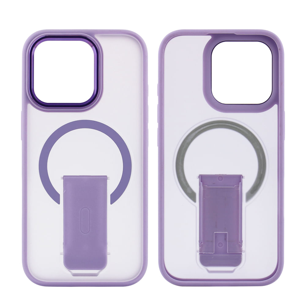 Case para iPhone 16 Pro con Magsafe para carga inalámbrica con soporte, rígido, mate traslúcido morado