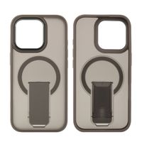 Case para iPhone 16 Pro con Magsafe para carga inalámbrica con soporte, rígido, mate traslúcido gris