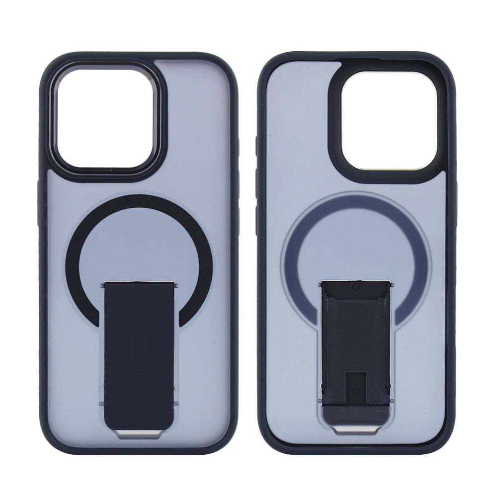 Case para iPhone 16 Pro con soporte, para accesorios magnéticos, rígido, mate traslúcido azul