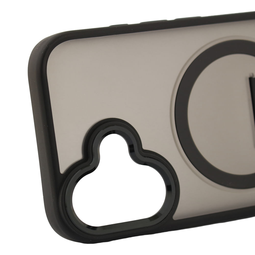 Imagen 2 del producto Case para iPhone 16 con Magsafe para carga inalámbrica con soporte, rígido, mate traslúcido negro