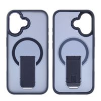 Case para iPhone 16 con Magsafe para carga inalámbrica con soporte, rígido, mate traslúcido azul