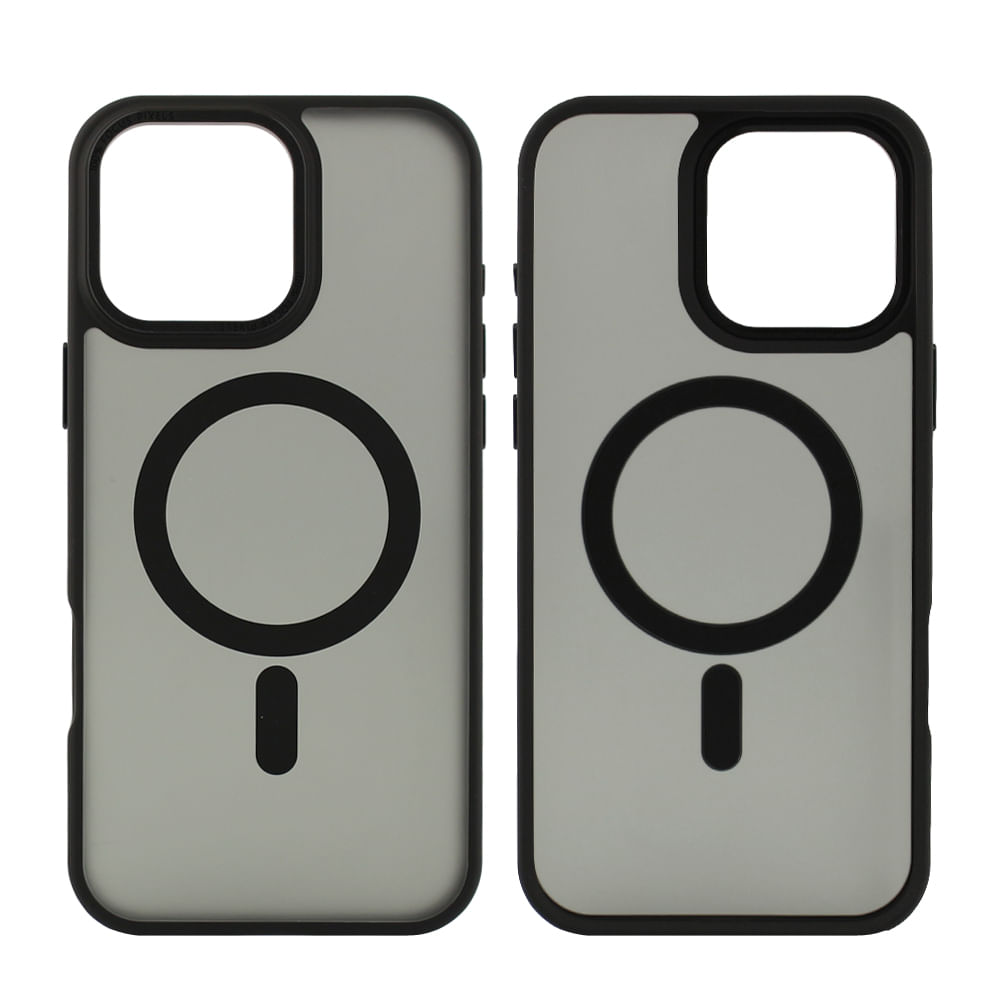 Case para iPhone 16 Pro con MagSafe para carga inalámbrica, para accesorios magnéticos, rígido, mate traslúcido negro