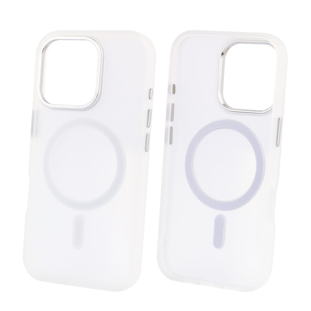 Case para iPhone 16 Pro con MagSafe para carga inalámbrica, para accesorios magnéticos, rígido, mate traslúcido blanco