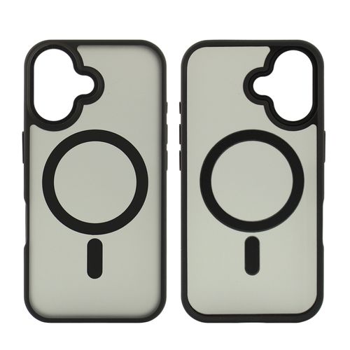 Case para iPhone 16 con MagSafe para carga inalámbrica, para accesorios magnéticos, rígido, mate traslúcido negro