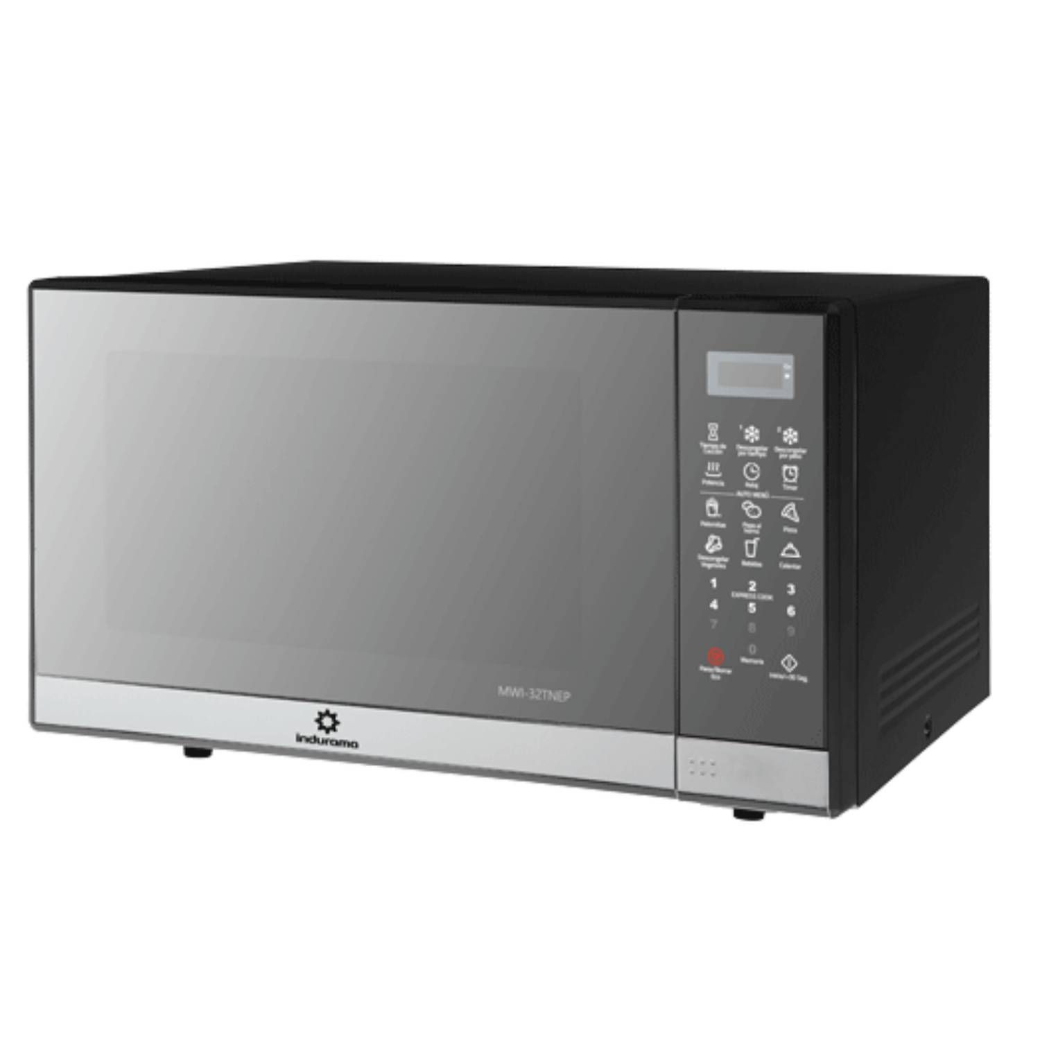 Imagen 2 del producto Horno microondas Indurama MWI-32TNEP 1000W, capacidad 32 litros, 8 funciones de cocción automática, negro