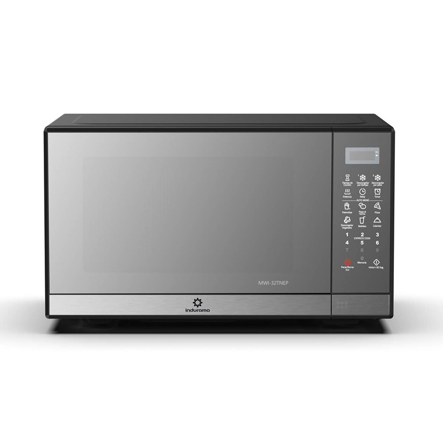 Horno microondas Indurama MWI-32TNEP 1000W, capacidad 32 litros, 8 funciones de cocción automática, negro