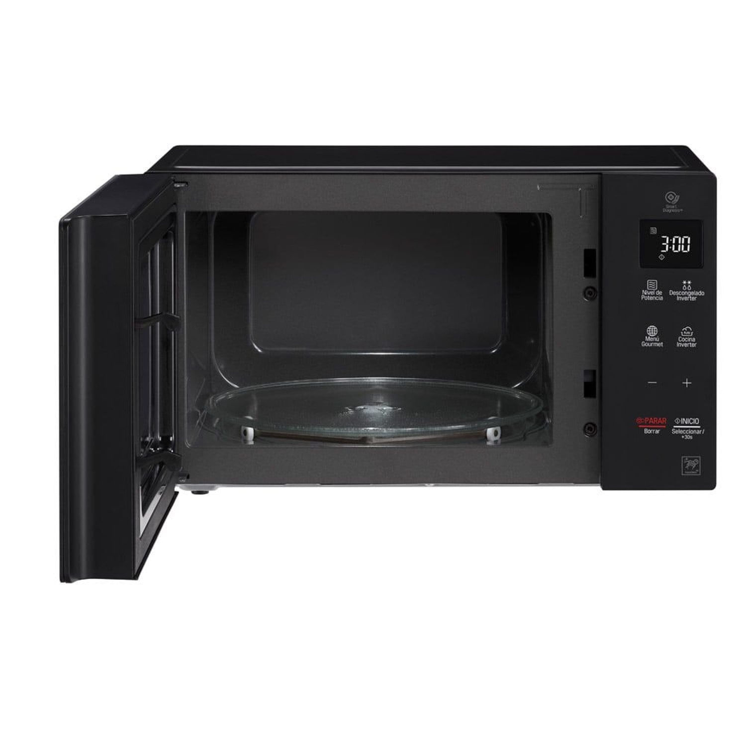 Horno microondas LG MS2536DIR 1200W, capacidad 25 litros, 8 funciones de cocción automática, NeoChef, negro