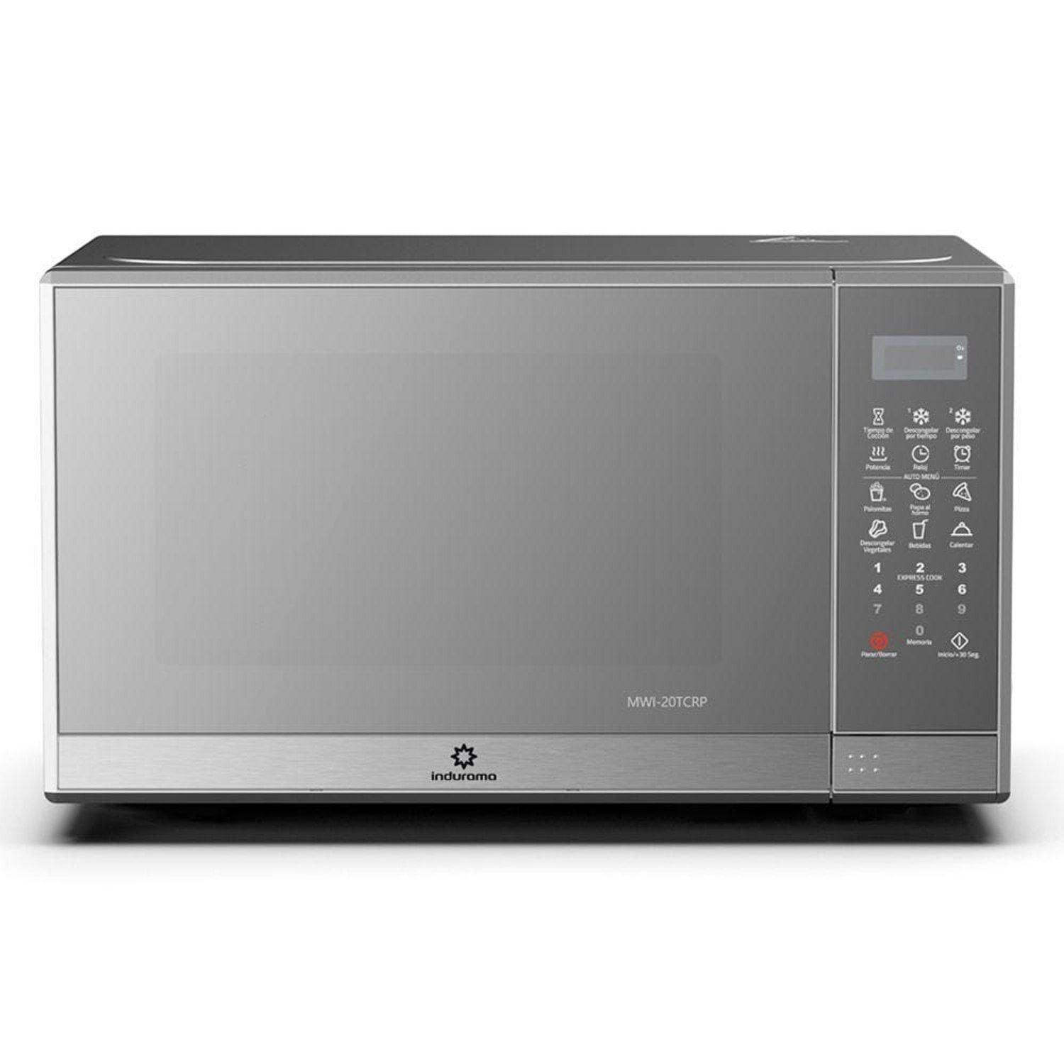 Horno microondas Indurama MWI-20TCRP 1000W, capacidad 20 litros, 8 funciones de cocción automática, plateado