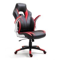 Silla gamer Office Space Grand Prix gas lift clase 2, tapiz cuero pu, inclinación 90 - 108°, negro y rojo (reempacado)