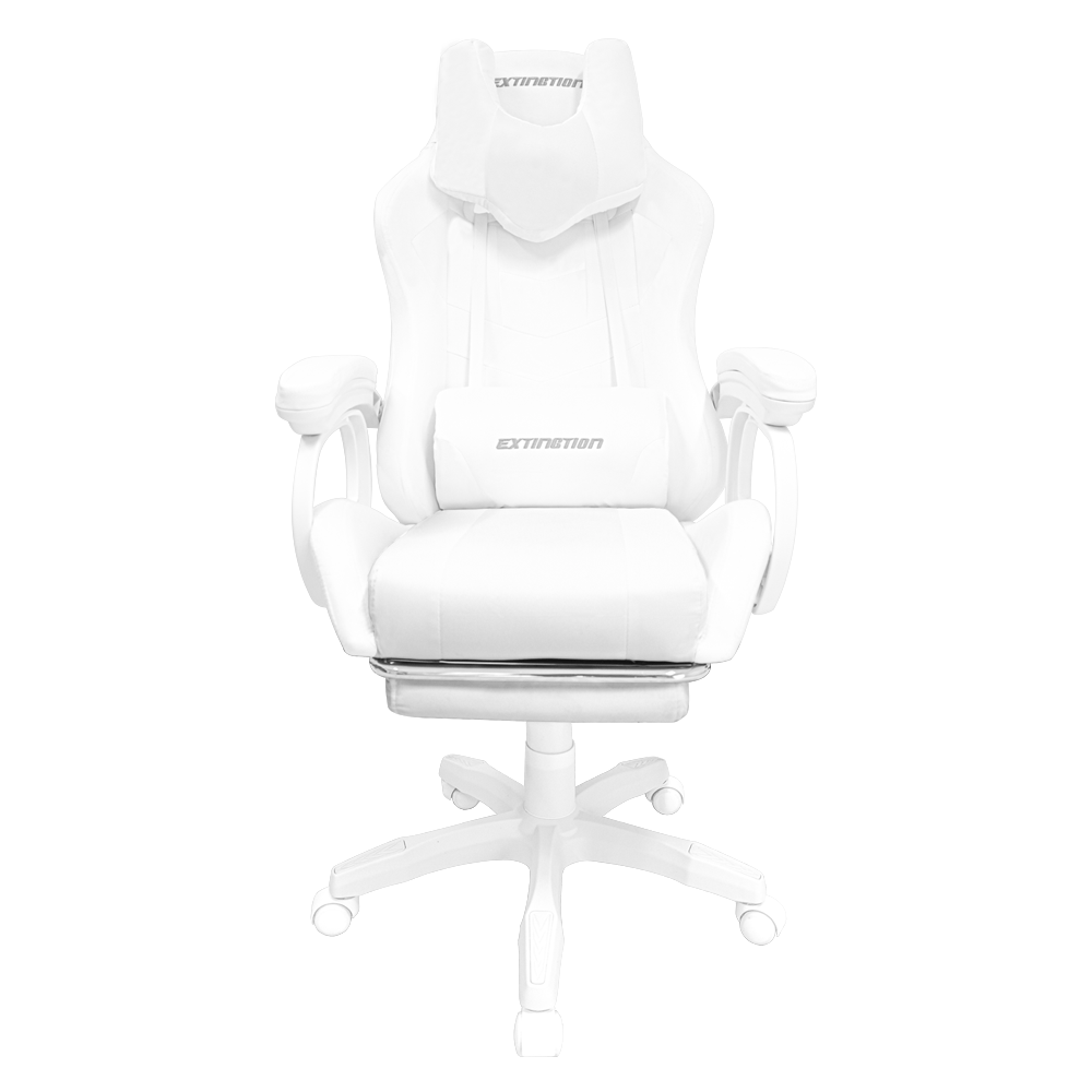 Imagen 2 del producto Silla gamer Extingtion Sapp, reclinable 135°, reposapiés, cojines lumbar y cervical, blanco
