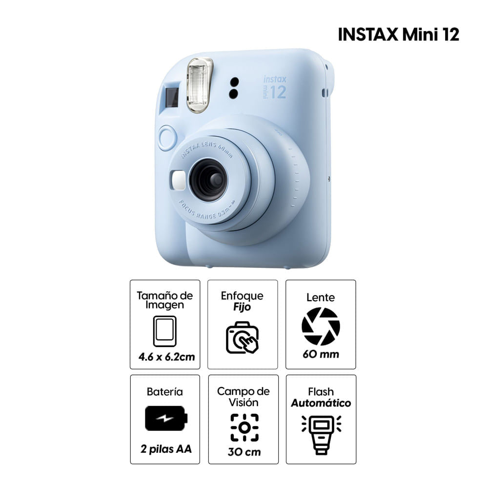 Imagen 2 del producto Cámara Fujifilm Instax Mini 12 Exposición automática, lente 60mm, azul pastel (reempacado)