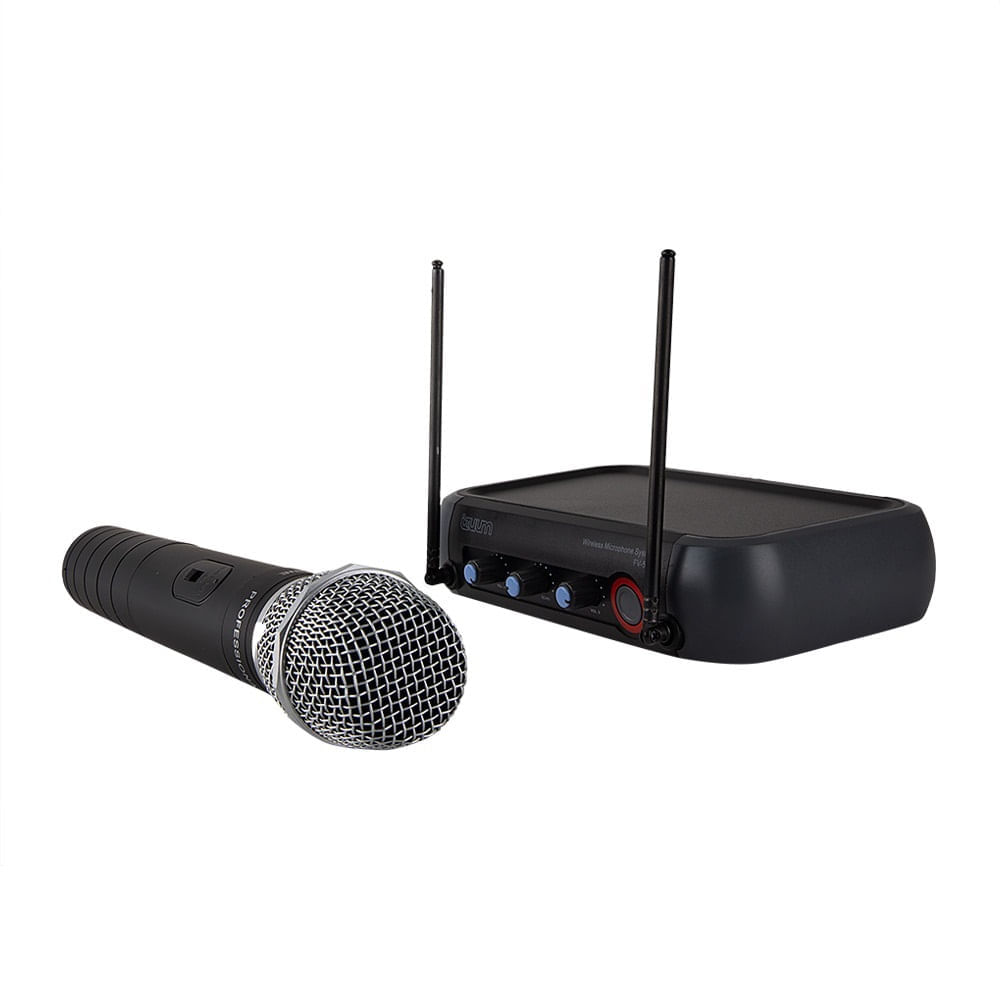 Imagen 2 del producto Micrófonos de mano dual inalámbrico Izuum VHF, cobertura 50m, soporte de 1.5VX2, especial Karaoke, negro (reempacado)