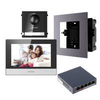 Kit de seguridad Hikvision: Portero + Monitor manos libres + Tarjeta sd 16GB + Switch poe (reempacado)