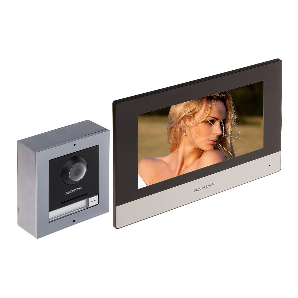 Imagen 2 del producto Kit de seguridad Hikvision: Portero + Monitor manos libres + Tarjeta sd 16GB + Switch poe (reempacado)