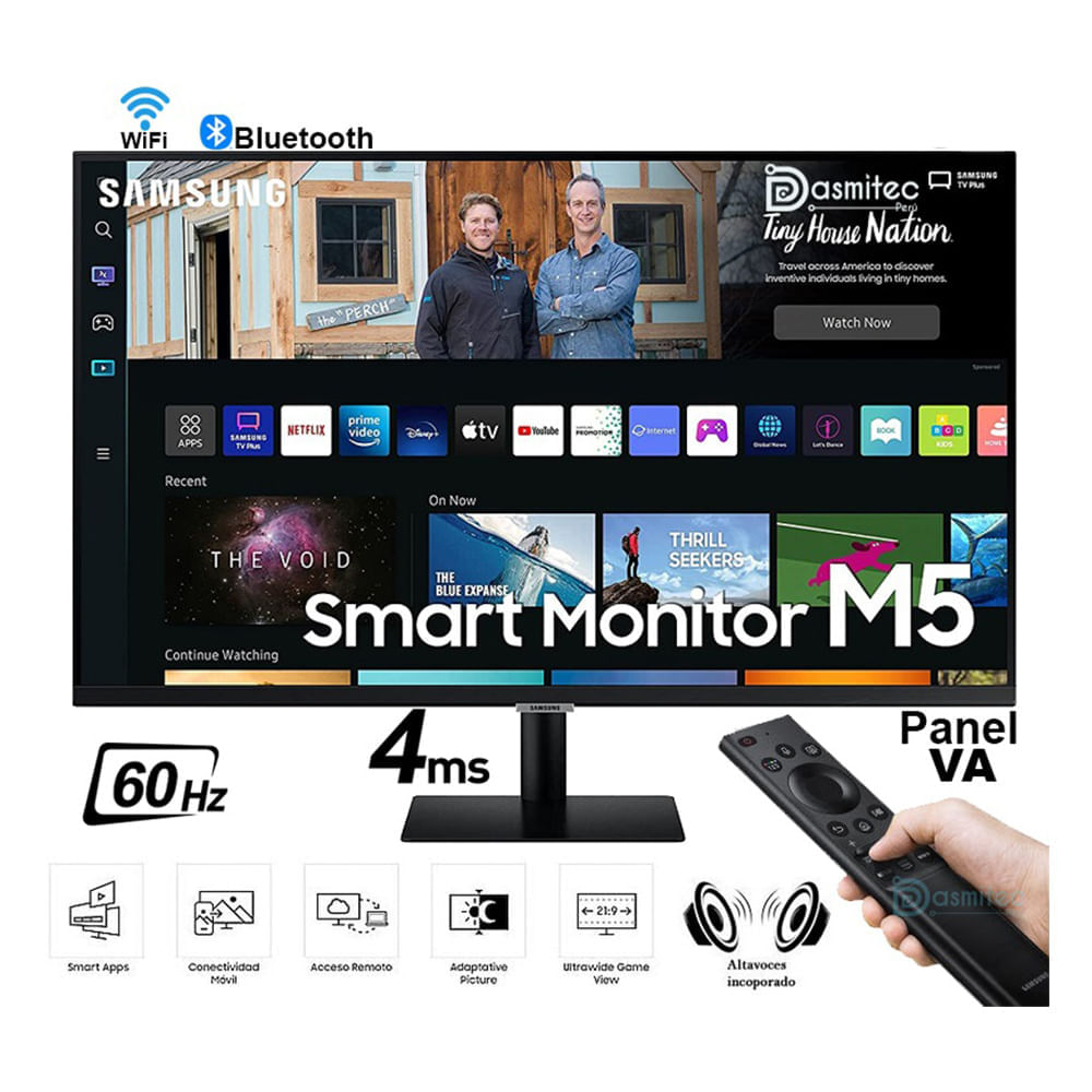 Imagen 2 del producto Monitor plano Smart 32” Samsung LS32BM500ENXGO M5 Wi-Fi, Panel VA, FHD(1920x1080), 60Hz, 4ms, entradas HDMI (reempacado)