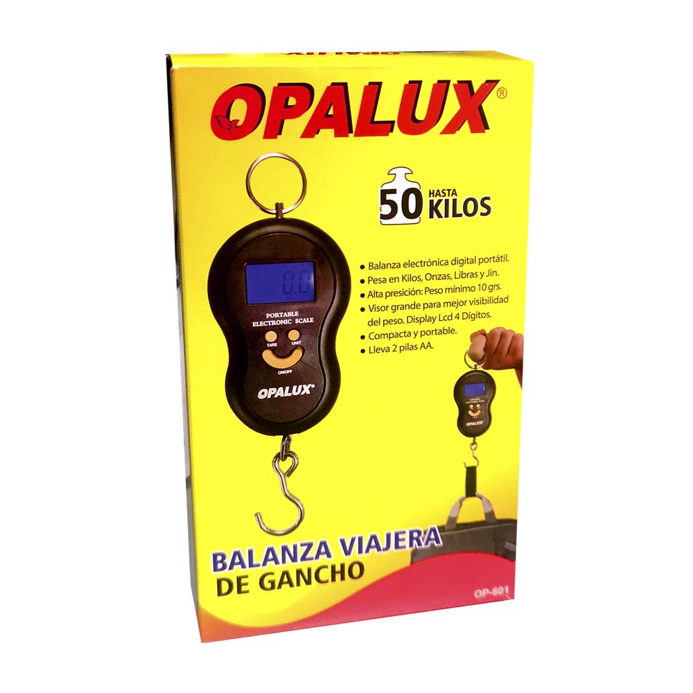 Imagen 2 del producto Balanza de maleta para viaje Opalux OP-601 máx. 50 kg, con gancho, a pilas (reempacado)