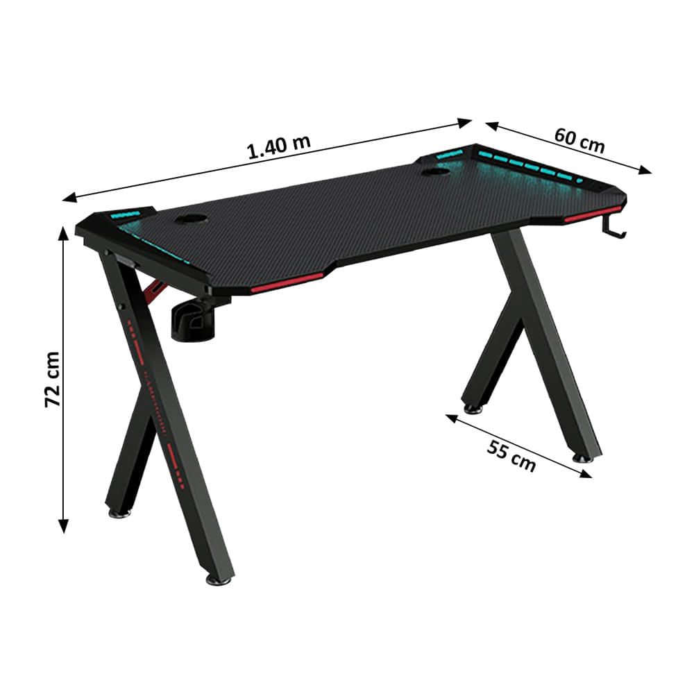 Imagen 2 del producto Mesa gaming Xion R5 140, luces led rgb, 140 x 60 x 72 cm (reempacado)