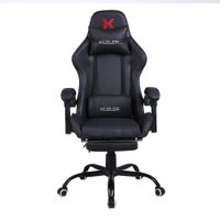 Silla gamer Kuzler RIK-101N con masajeador lumbar, cuero liso PU, máx 150 kg, inclinación 150°, negro (reempacado)